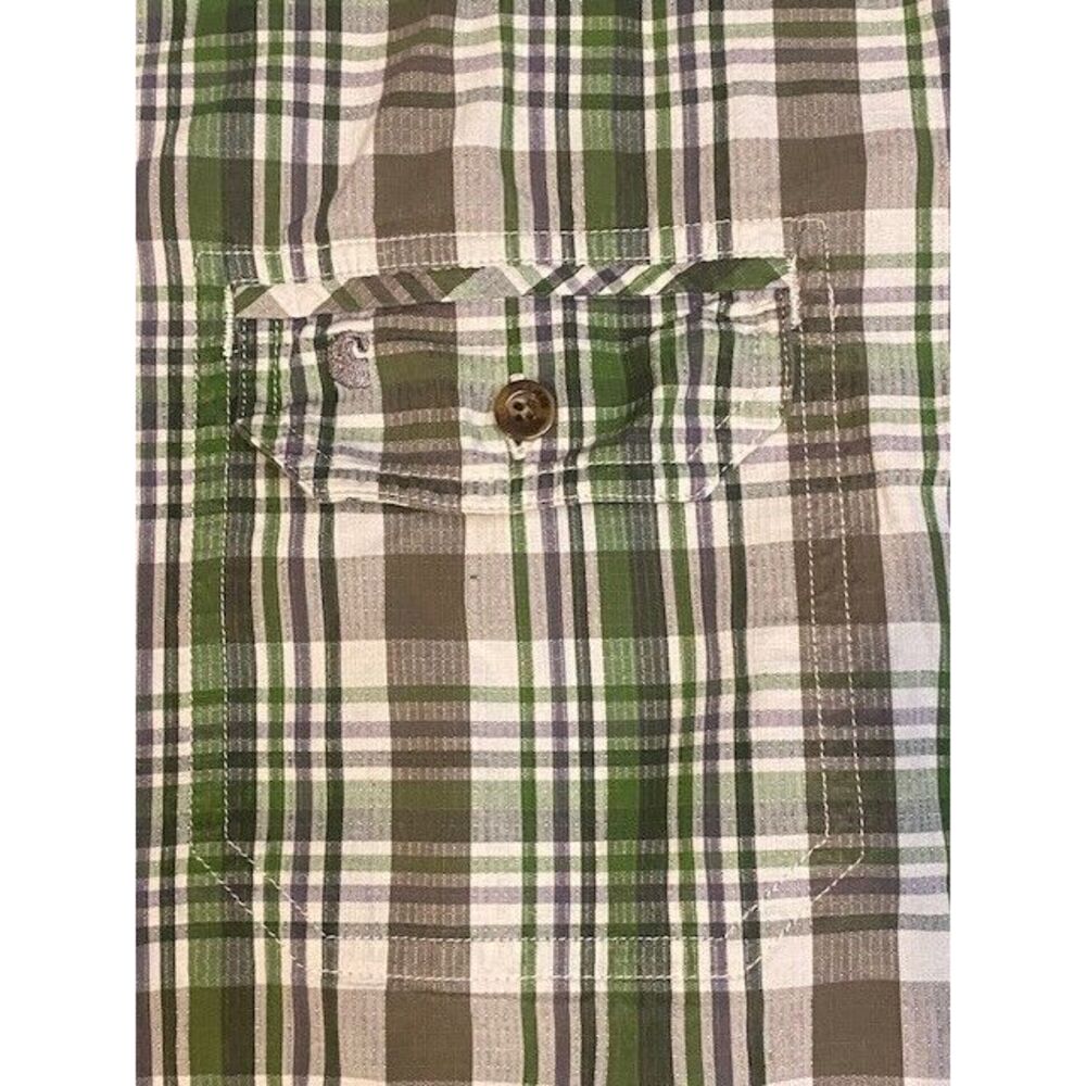 CARHARTT LARGE short sleeve Button Down PLAID shirt COTTON relaxed fit - Picture 3 of 9